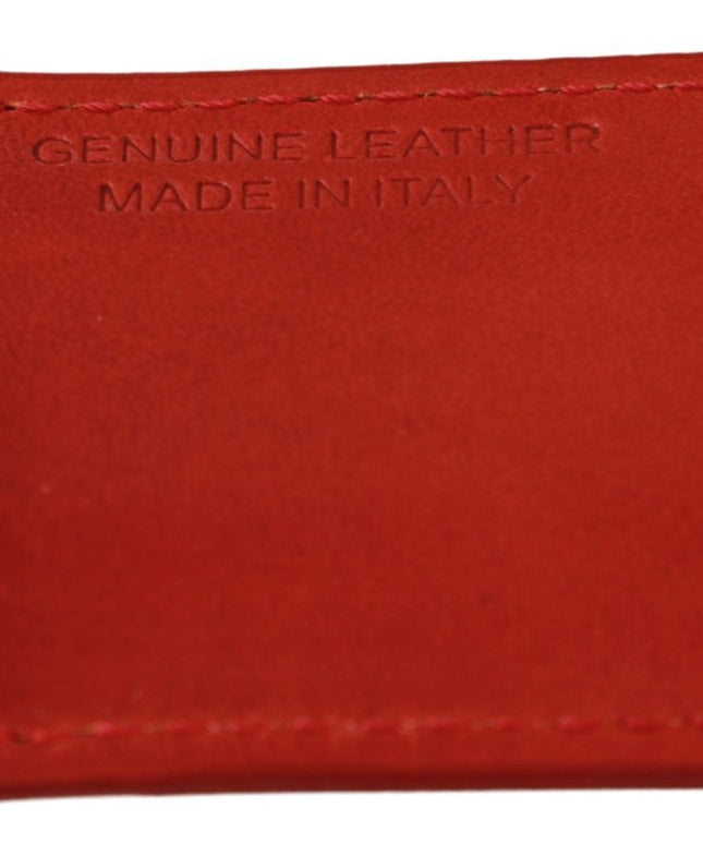 Costume National Red Leather Branded Logo Keyring Keychain