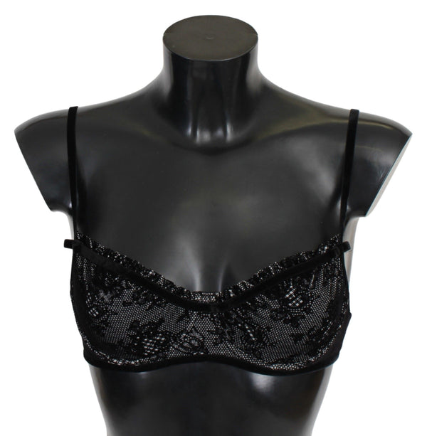 Ermanno Scervino Black Mesh Balconcino Bra NylonUnderwear