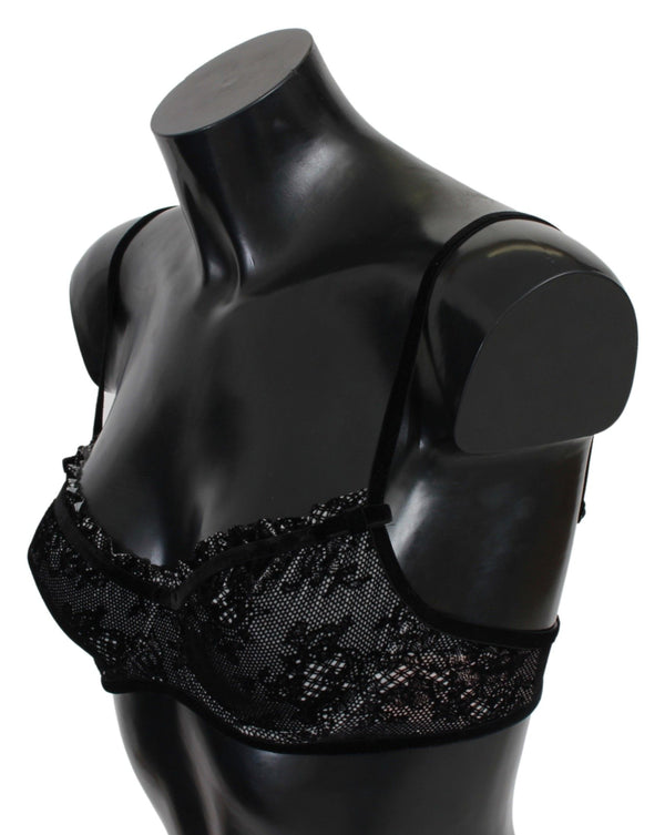 Ermanno Scervino Black Mesh Balconcino Bra NylonUnderwear