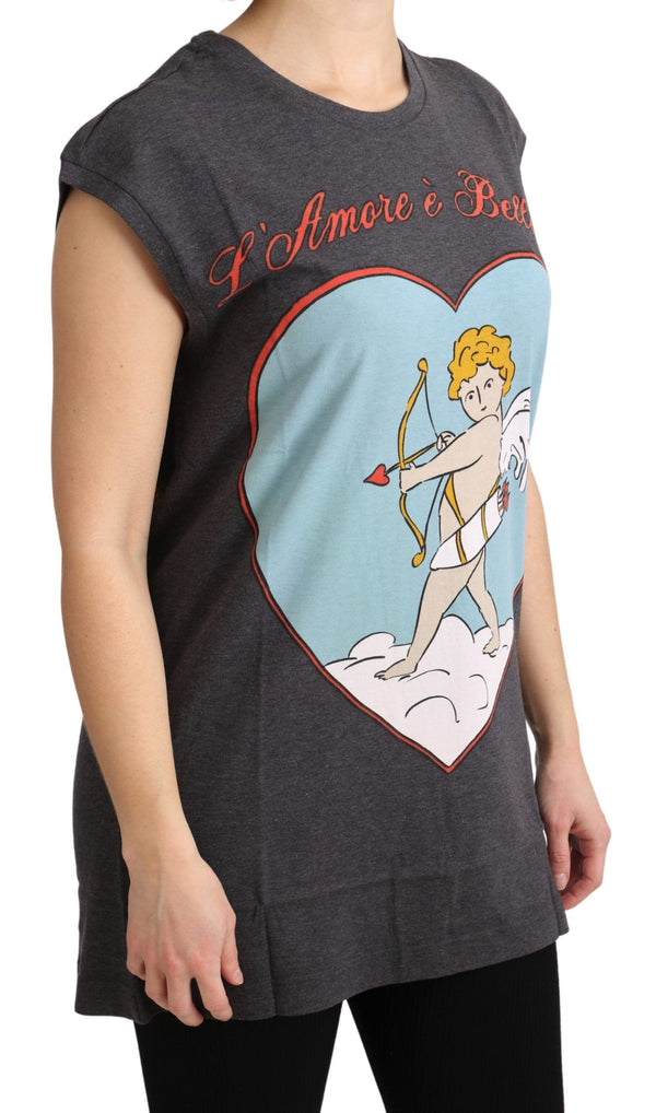 تي شيرت دولتشي آند غابانا رمادي قطني L' Amore Top Tank T-Shirt