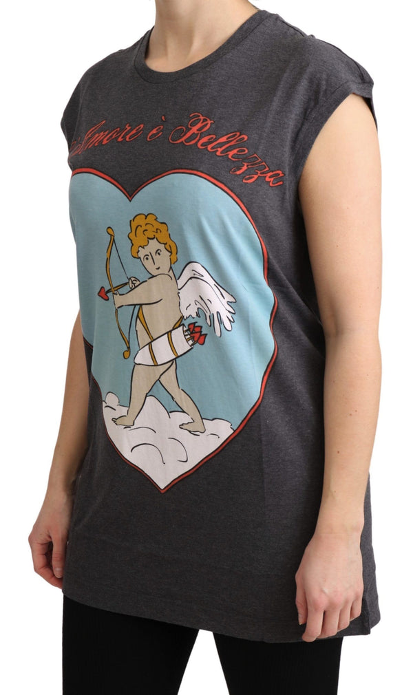 تي شيرت دولتشي آند غابانا رمادي قطني L' Amore Top Tank T-Shirt