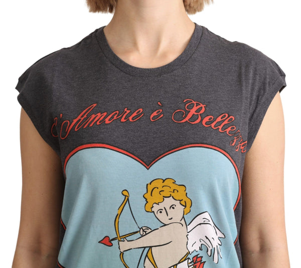 تي شيرت دولتشي آند غابانا رمادي قطني L' Amore Top Tank T-Shirt