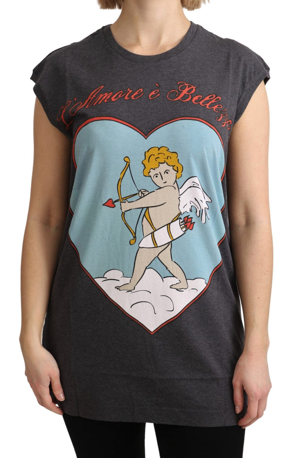 تي شيرت دولتشي آند غابانا رمادي قطني L' Amore Top Tank T-Shirt