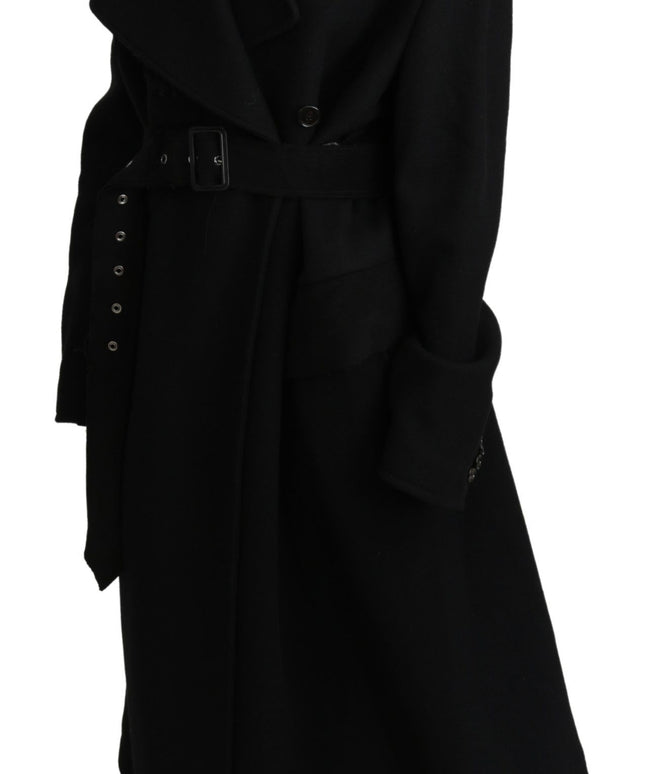 Dolce & Gabbana Virgin Wool Black Blazer Trenchcoat Jacket