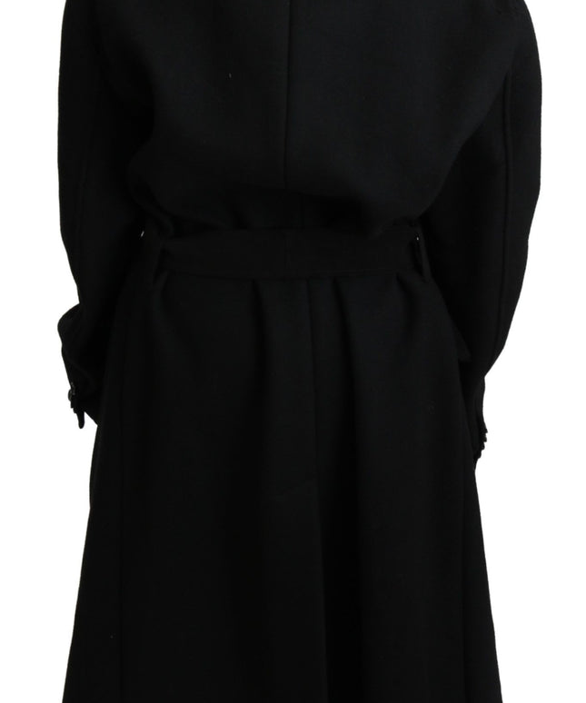 Dolce & Gabbana Virgin Wool Black Blazer Trenchcoat Jacket