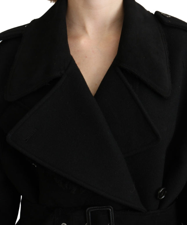 Dolce & Gabbana Virgin Wool Black Blazer Trenchcoat Jacket