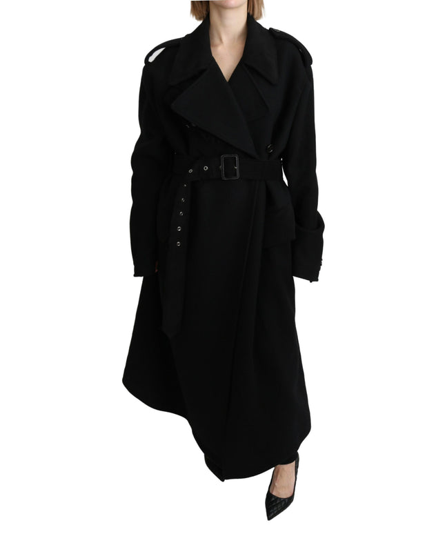 Dolce & Gabbana Virgin Wool Black Blazer Trenchcoat Jacket