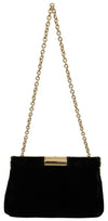 Dolce & Gabbana Black Velvet Crystal Studs Women Crossbody Sling Borse Bag