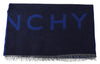 Givenchy Blue Wool Unisex Winter WarmScarf Wrap Shawl