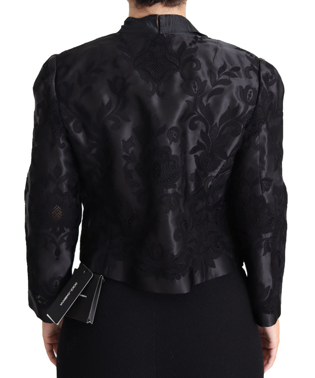 Dolce & Gabbana Black Lace Sheer Corset Organza Silk Jacket