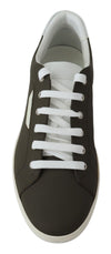 Dolce & Gabbana White Green Leather Low Top Sneakers Shoes
