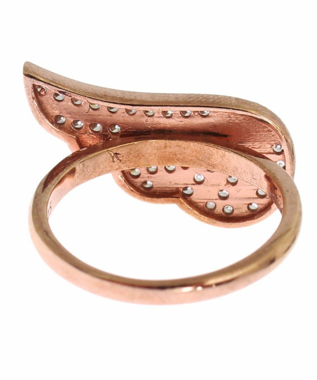 Nialaya Pink Gold 925 Silver Womens Clear CZ Ring