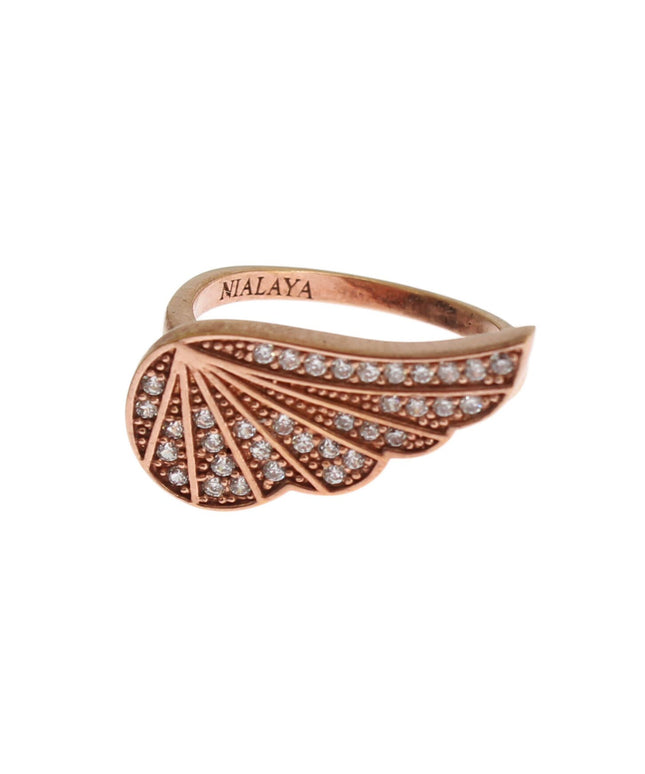 Nialaya Pink Gold 925 Silver Womens Clear CZ Ring