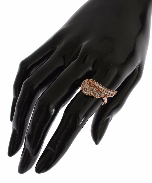 Nialaya Pink Gold 925 Silver Womens Clear CZ Ring