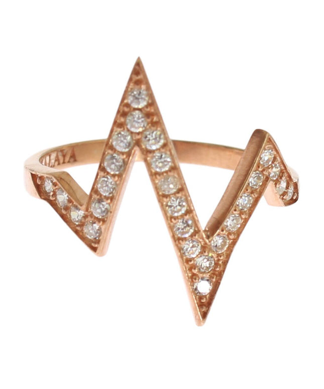 Nialaya Pink Gold 925 Silver Womens Clear Ring