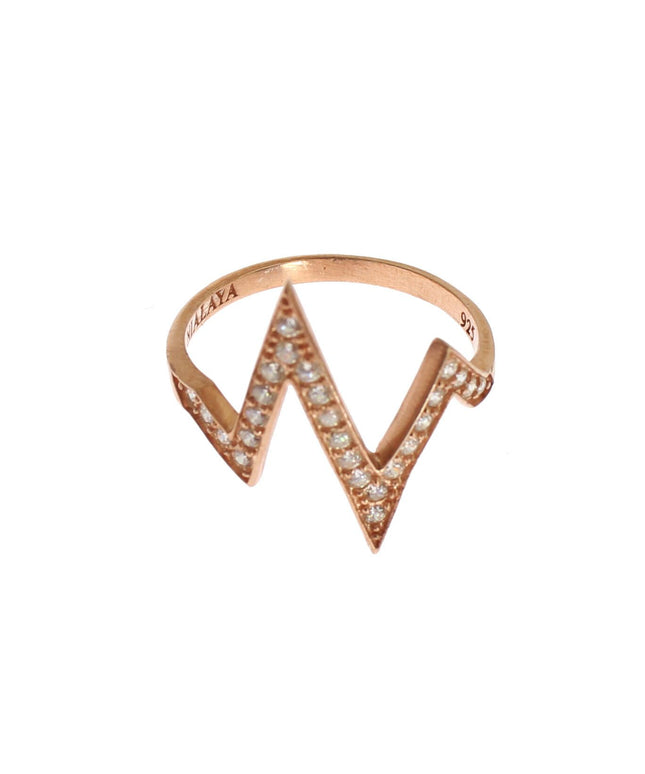 Nialaya Pink Gold 925 Silver Womens Clear Ring