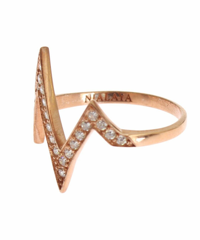 Nialaya Pink Gold 925 Silver Womens Clear Ring