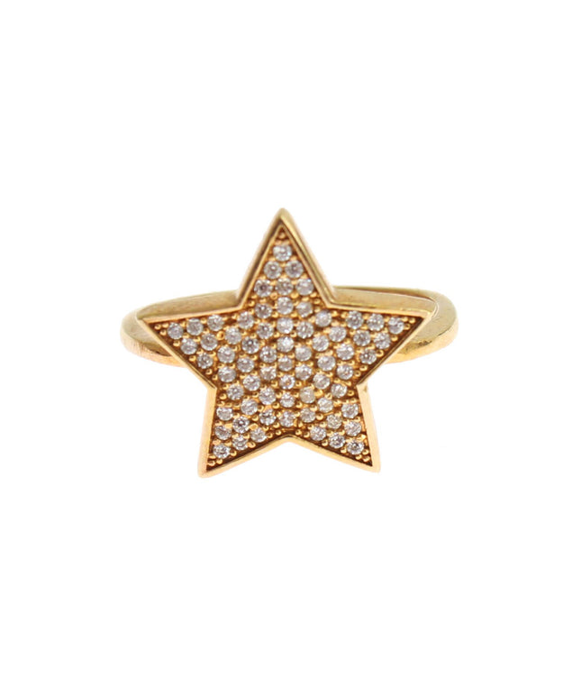 Nialaya Star Gold 925 Silver Womens Clear Ring