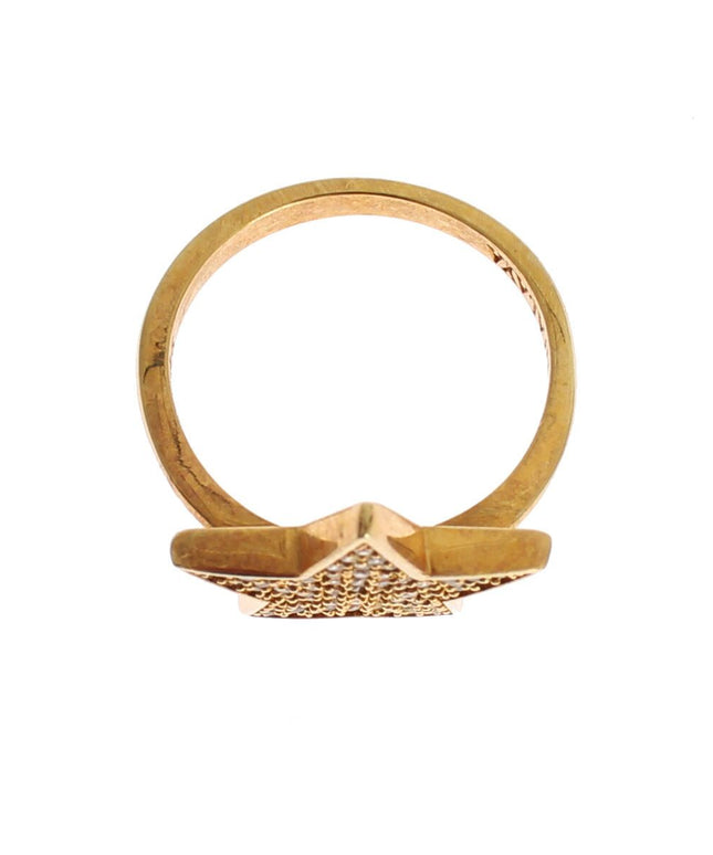 Nialaya Star Gold 925 Silver Womens Clear Ring