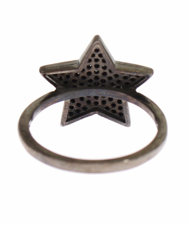 Nialaya Black CZ Star 925 Silver Womens Ring