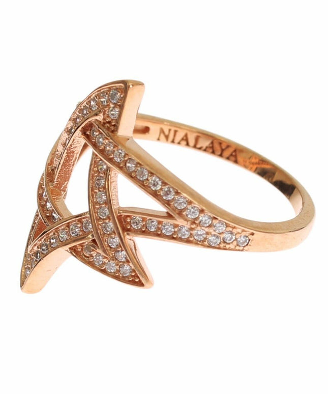 Nialaya Womens Clear CZ Gold 925 Silver Ring