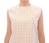 Andrea Incontri White Cotton Checkered Shirt Top