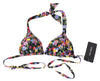 Dolce & Gabbana Black Floral Print Swimsuit Beachwear Bikini Tops