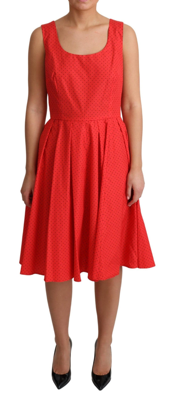 Dolce & Gabbana Red Polka Dotted Cotton A-LineDress