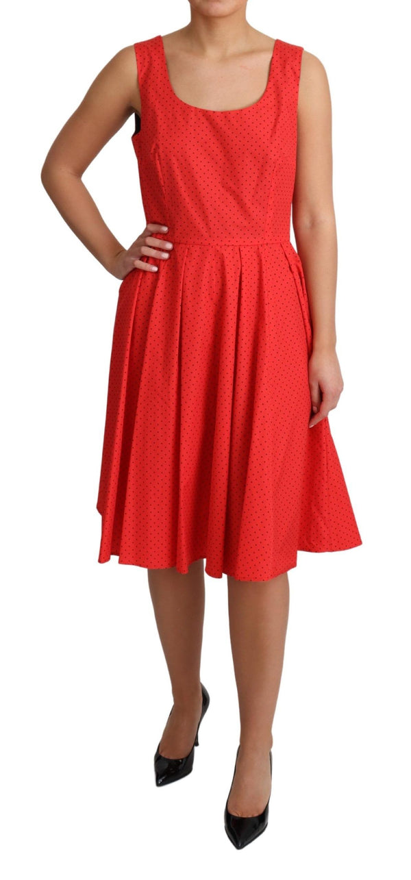Dolce & Gabbana Red Polka Dotted Cotton A-LineDress