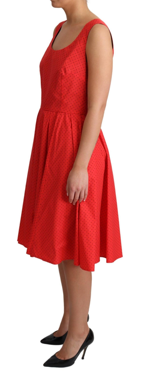 Dolce & Gabbana Red Polka Dotted Cotton A-LineDress