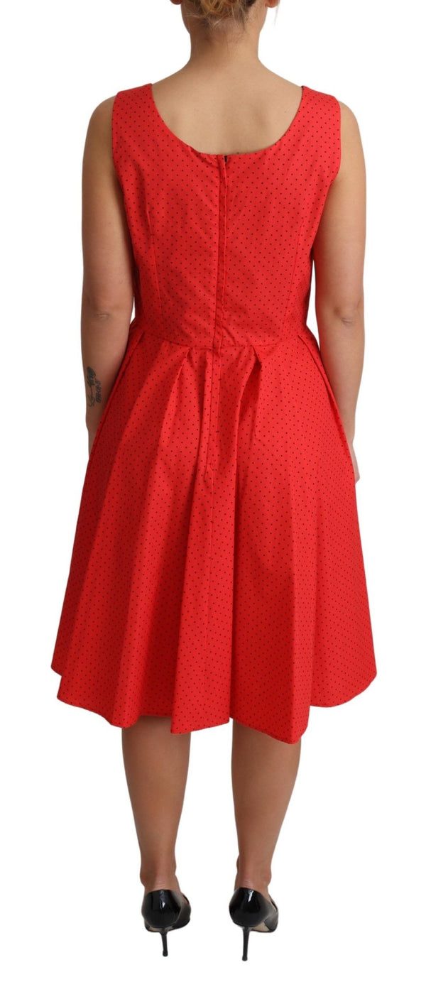 Dolce & Gabbana Red Polka Dotted Cotton A-LineDress