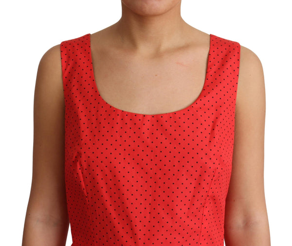 Dolce & Gabbana Red Polka Dotted Cotton A-LineDress