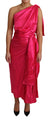 Dolce & Gabbana Dress Pink Fitted Cut One Shoulder Midi Dress