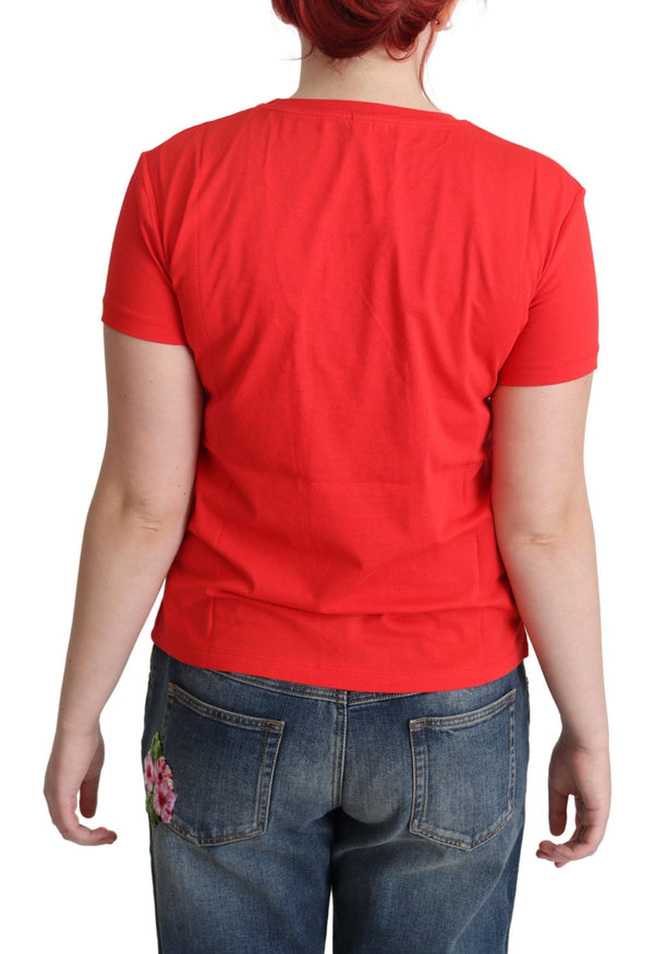 Moschino Red Cotton Swim Graphic Triangle PrintT-shirt