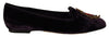 Dolce & Gabbana Purple Velvet DG Heart Loafers Flats Shoes