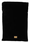 Dolce & Gabbana Black Velvet Quilt Drawstring Logo Plaque Pouch Bag