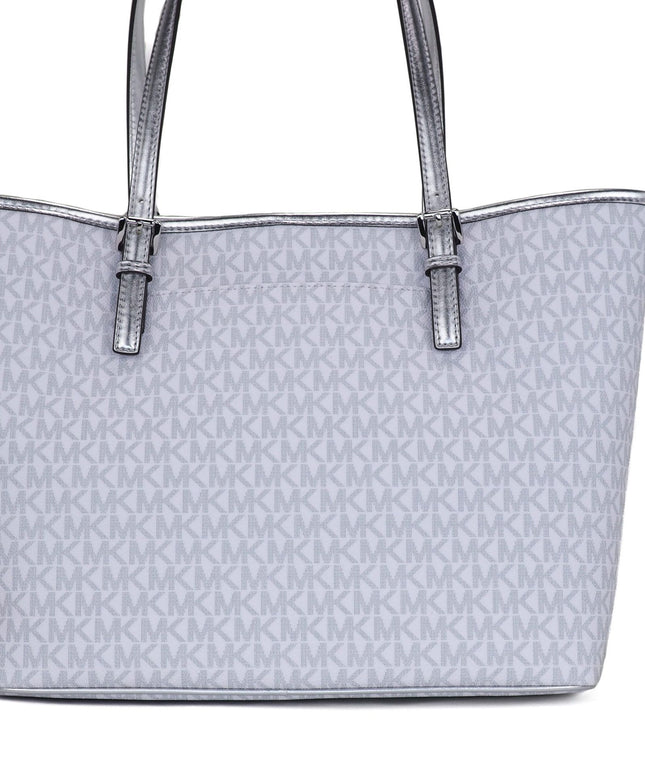 Michael Kors Jet Set Girls Print Medium Signature PVC Carryall Shoulder Tote Handbag (Bright White Multi)