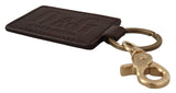 Dolce & Gabbana Brown Leather Logo Metal Ring Hook Keychain