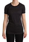 Dolce & Gabbana Black Dotted CrewneckCotton T-shirt