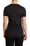 Dolce & Gabbana Black Dotted CrewneckCotton T-shirt
