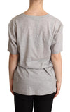 Dolce & Gabbana Gray Solid 100% Cotton V-neck Top T-shirt