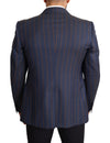 جاكيت بليزر صوف مخطط أزرق من دولتشي آند غابانا بقصّة Slim Fit