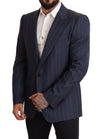 جاكيت بليزر صوف مخطط أزرق من دولتشي آند غابانا بقصّة Slim Fit