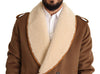 Dolce & Gabbana Brown Double Breasted Shearling Coat Jacket