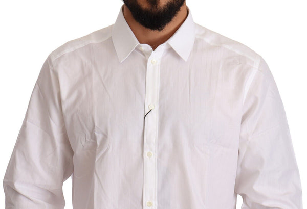 قميص مارتيني رجالي من دولتشي آند غابانا، قطن أبيض، بقصّة Slim Fit
