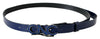 Costume National Blue Leather Logo Skinny FashionBelt