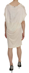 Costume National Cream Round Neck Knee Length Dress