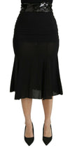 Dolce & Gabbana Black Mermaid High Waist Midi Silk Skirt