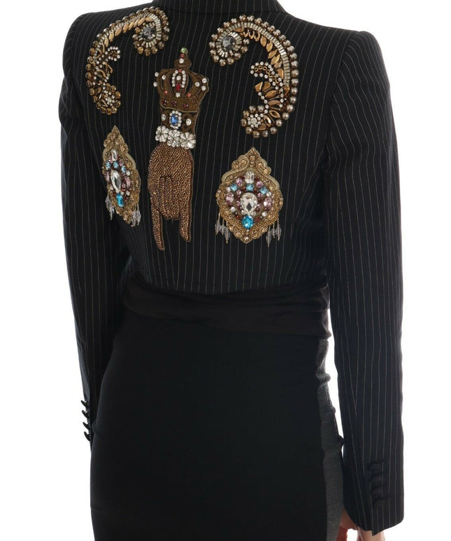 Dolce & Gabbana Black Crystal Fairy Tale Blazer Jacket