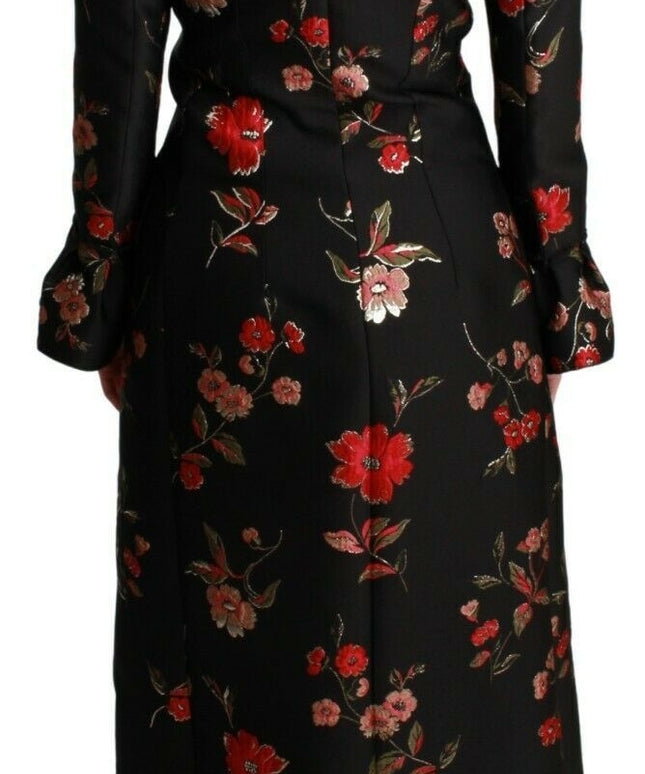 Dolce & Gabbana Black Floral Embroidered Jacket Coat